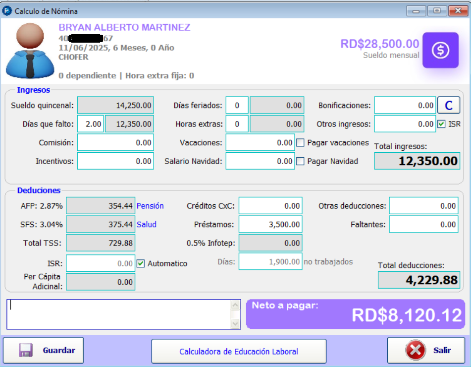 Módulo de Nómina PointSeller